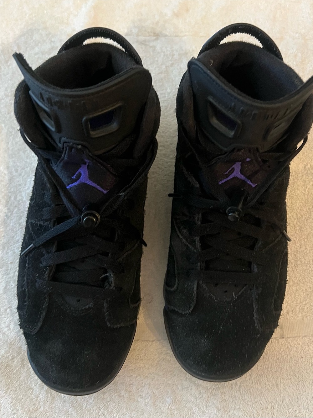 Jordan Kids Black and Purple High-Top Sneakers